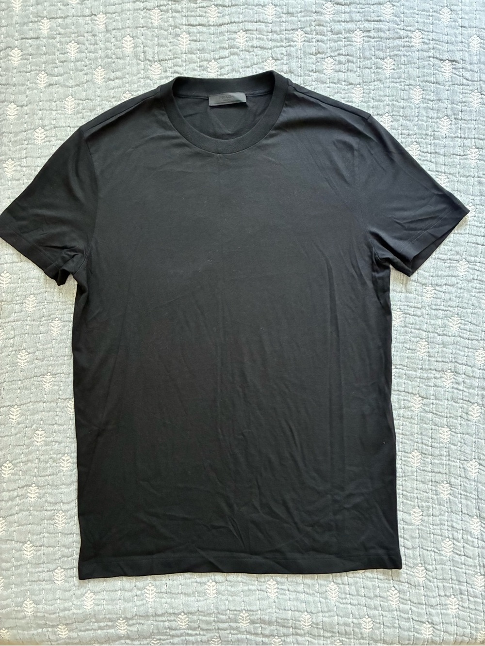 Prada Black Short Sleeve Crew Neck Tee Cotton Jersey